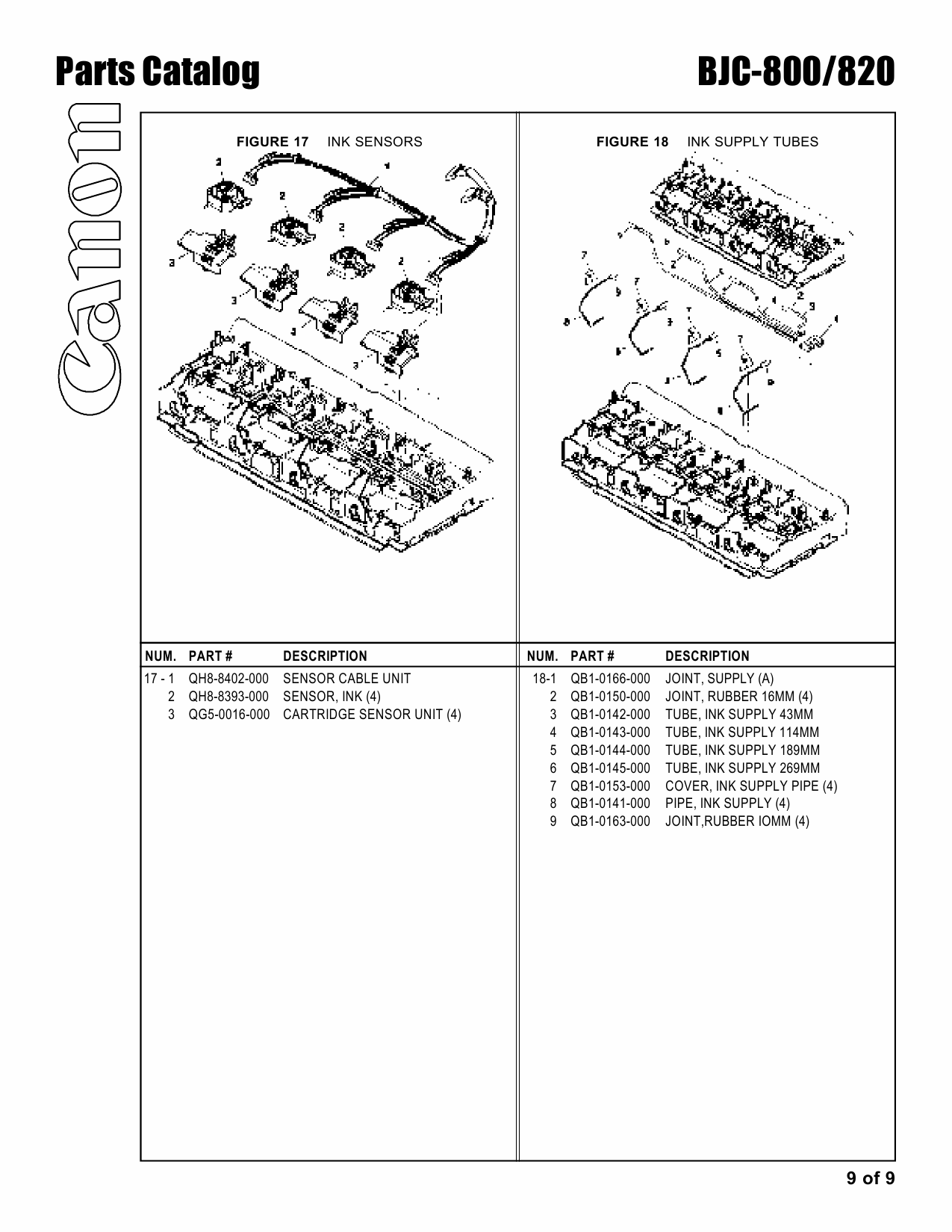 Canon BubbleJet BJC-800 820 Parts Catalog Manual-6